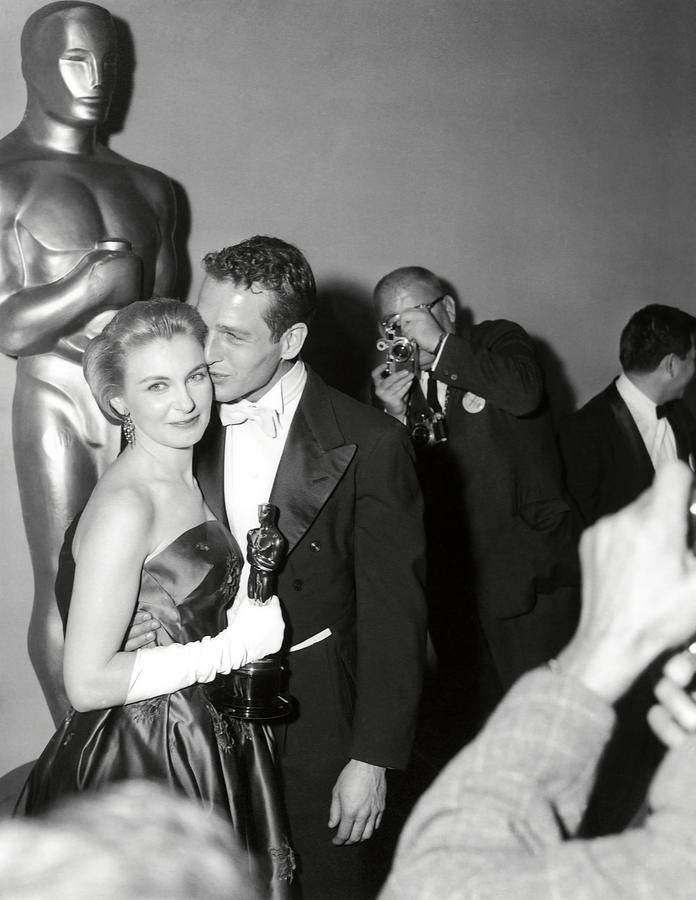 30th Academy Awards -1957-. Joanne Woodward, best actress for The Three Faces of Eve. Paul Newm... Photograph by Album