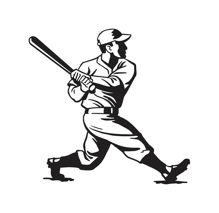 Baseball Player in Outfield Ready to Catch Drawing by CSA Images - Pixels