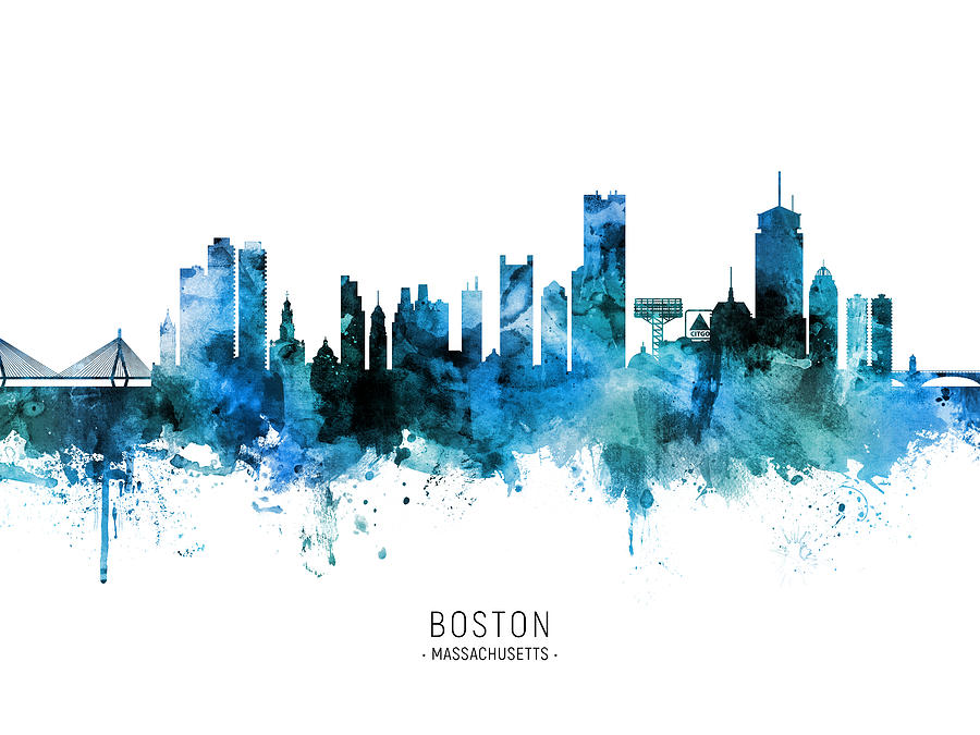 Boston Digital Art - Boston Massachusetts Skyline #31 by Michael Tompsett
