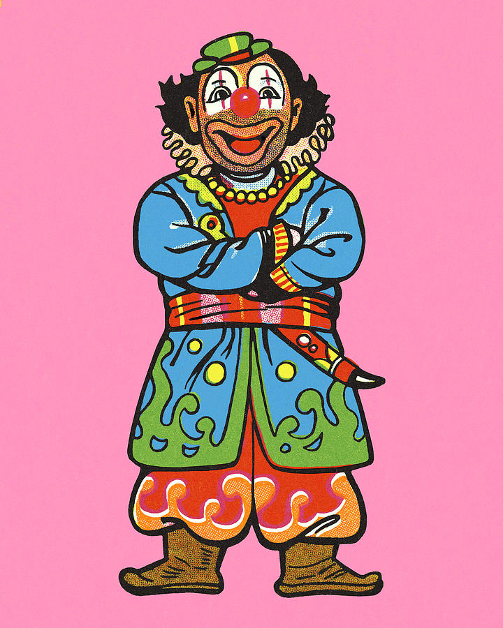 Vintage Drawing - Clown #31 by CSA Images