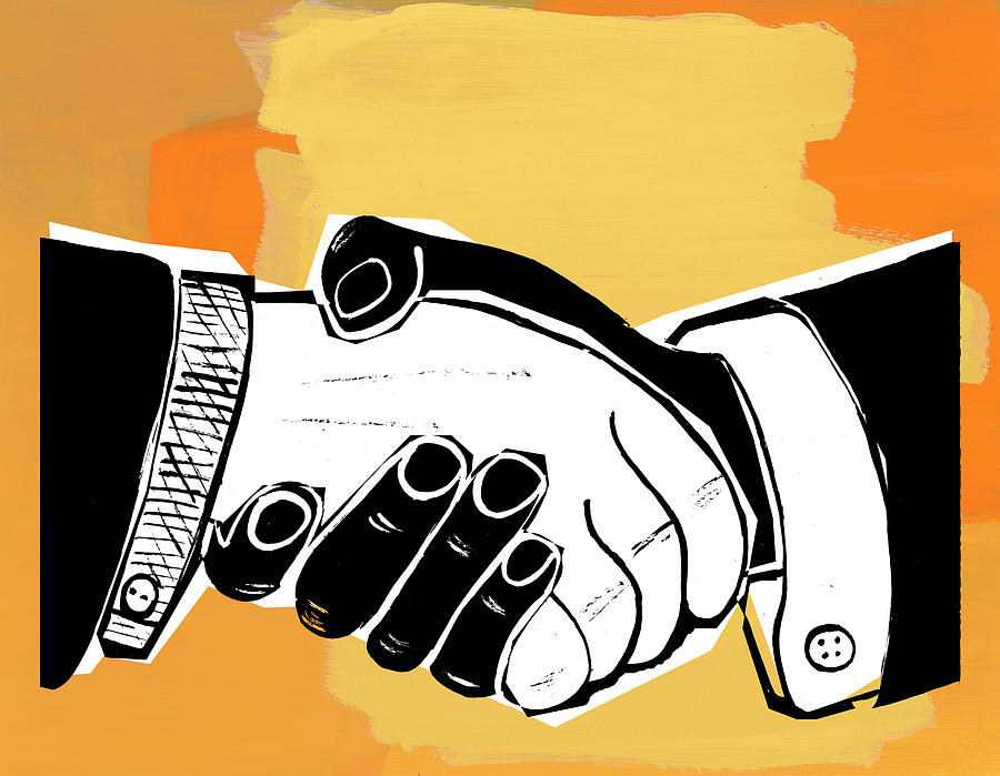 Vintage Drawing - Handshake #31 by CSA Images