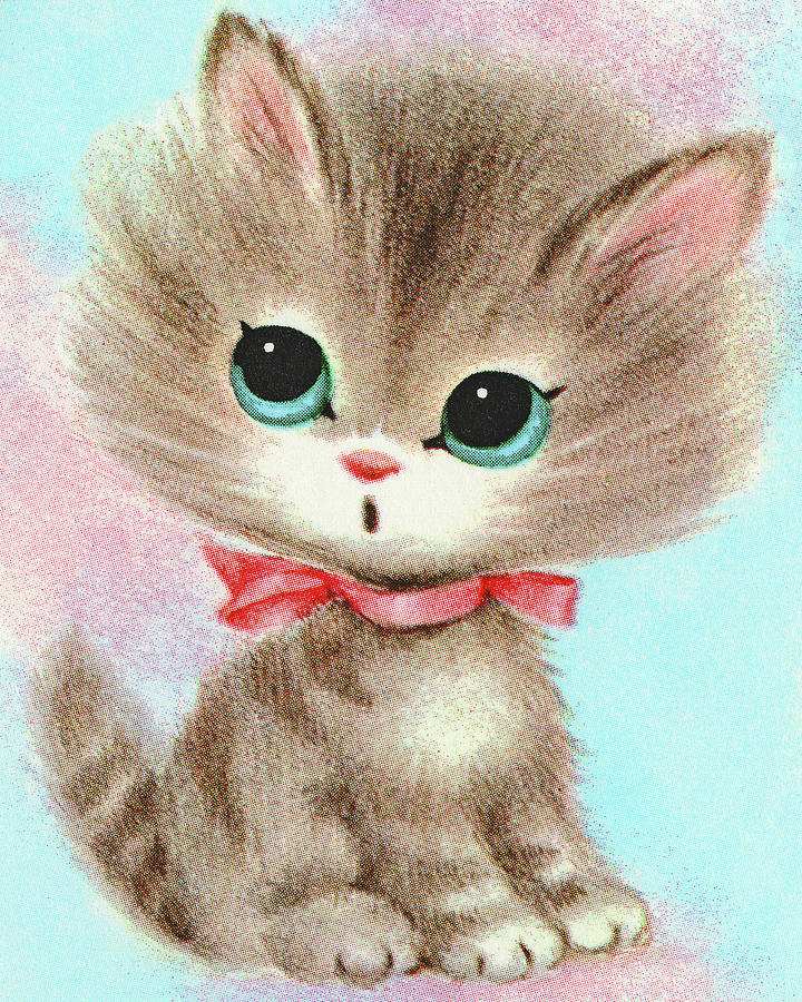 Vintage Drawing - Kitten #31 by CSA Images