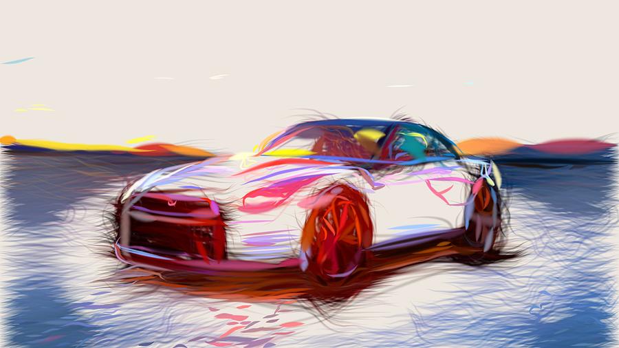 Nissan GT R Drawing #32 Digital Art by CarsToon Concept