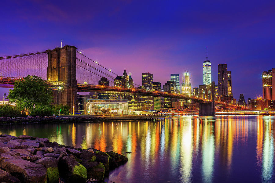 Brooklyn Bridge & Nyc Skyline Digital Art by Antonino Bartuccio - Fine ...