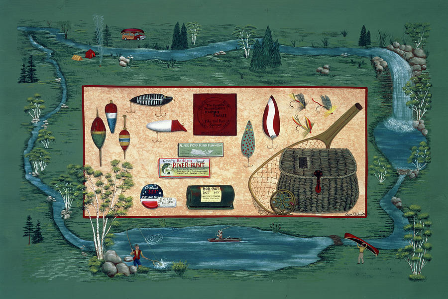 32 Fishing Equipment Painting by Susan Clickner
