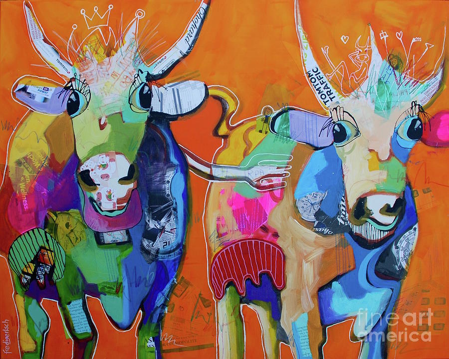 Cow Painting - Just We Two #32 by Fredi Gertsch