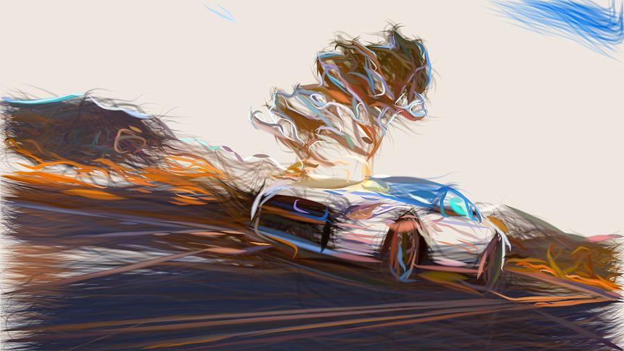 Nissan GT R Drawing #33 Digital Art by CarsToon Concept
