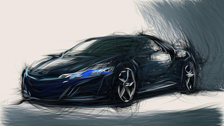 Acura NSX Draw #34 Digital Art by CarsToon Concept