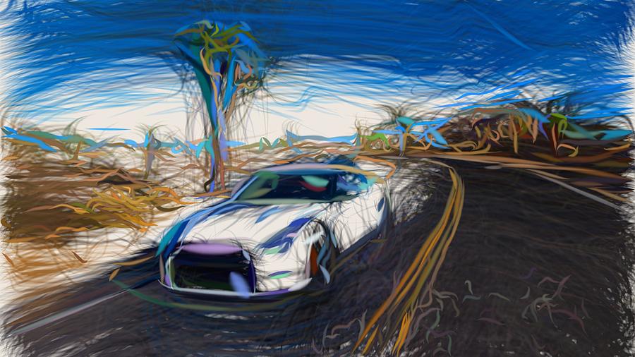 Nissan GT R Drawing #34 Digital Art by CarsToon Concept