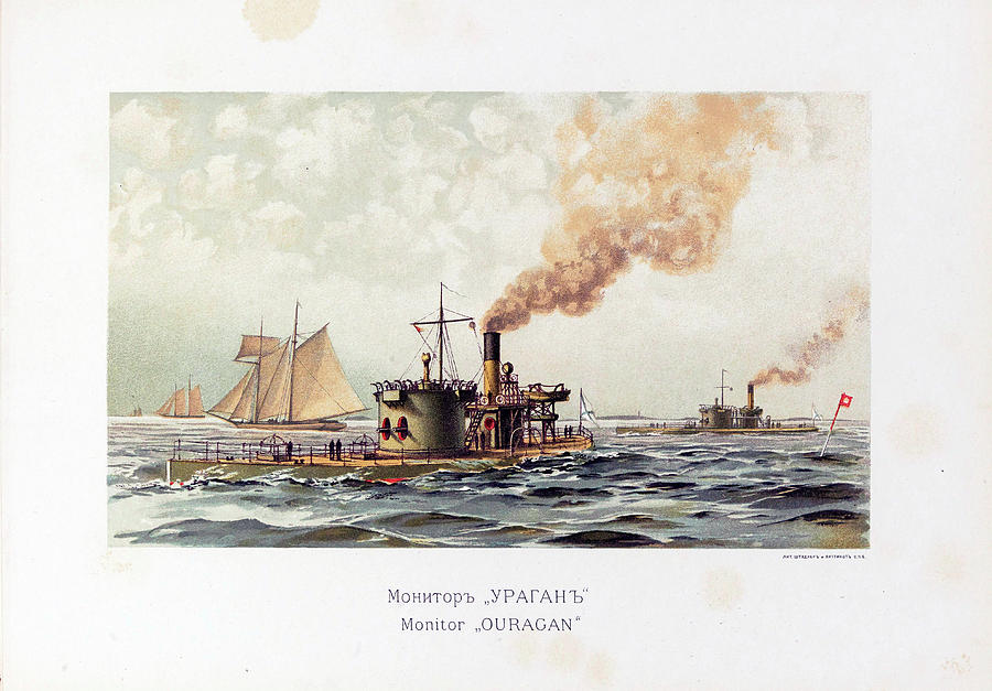 vintage ironclad russian warship Famous russian task force Navy Drawing