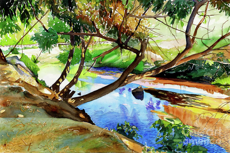 #336 Dry Creek Bridge #336 Painting by William Lum