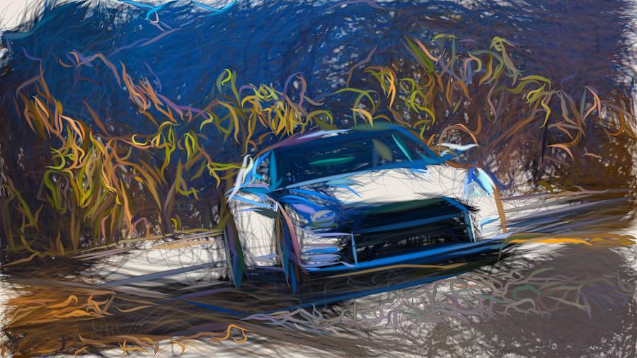 Nissan GT R Drawing #35 Digital Art by CarsToon Concept