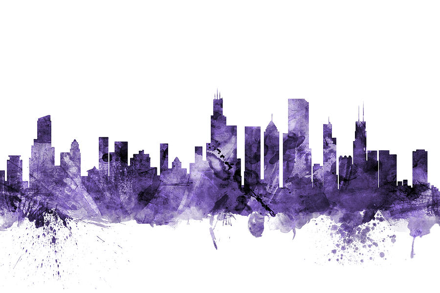 Chicago Illinois Skyline #35 Digital Art by Michael Tompsett