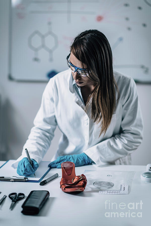 Forensics Expert Examining Crime Scene Evidence Photograph By Microgen Imagesscience Photo 6795