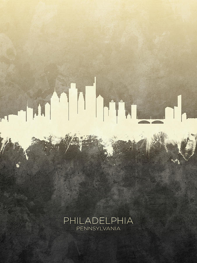 Philadelphia Digital Art - Philadelphia Pennsylvania Skyline #35 by Michael Tompsett