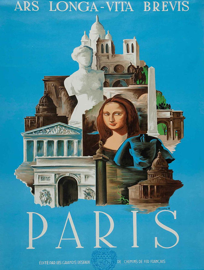 Mona Lisa France French Paris European Vintage Travel Art Poster Advertisement 