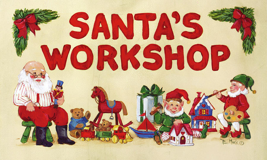 Christmas Painting - 3595 Santas Workshop by Barbara Mock
