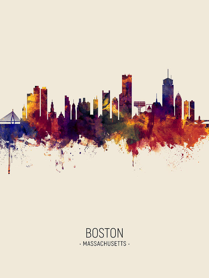 Boston Massachusetts Skyline #36 Digital Art by Michael Tompsett