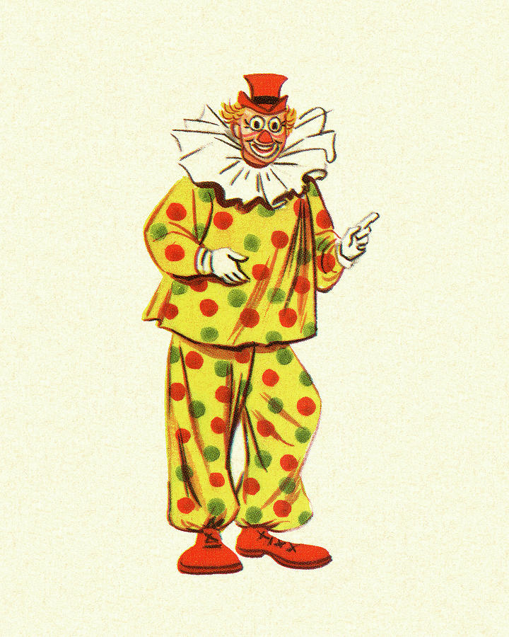 Vintage Drawing - Clown #36 by CSA Images
