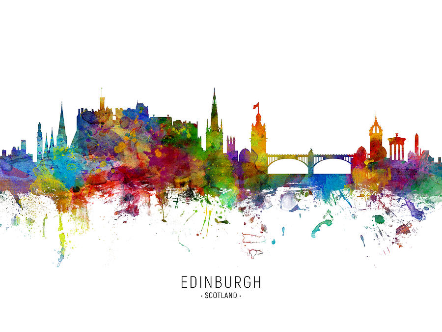 Skyline Digital Art - Edinburgh Scotland Skyline #36 by Michael Tompsett