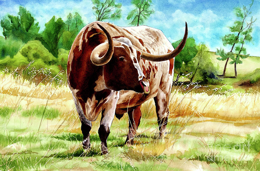 #367 Longhorn Painting by William Lum - Fine Art America