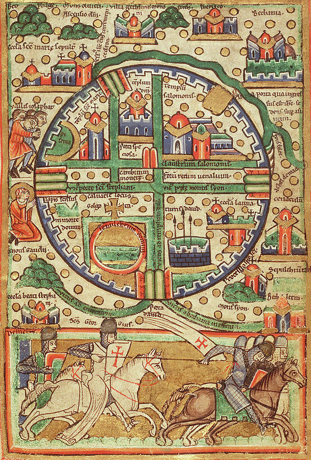 Antique Map of Jerusalem #37 Painting by Unknown