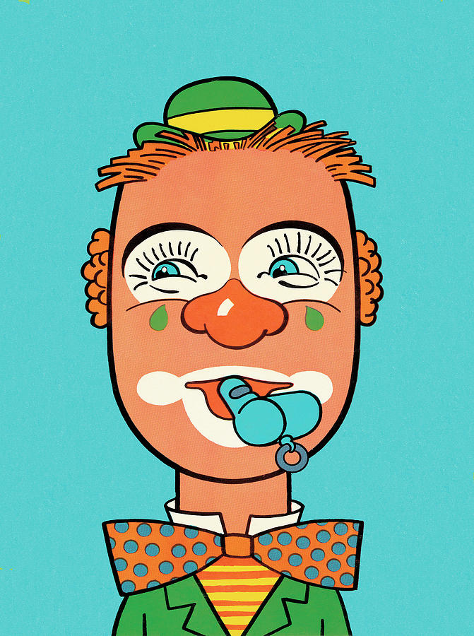 Vintage Drawing - Clown #37 by CSA Images