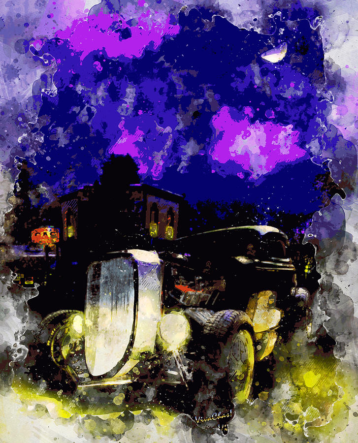 37 Ford Downtown Halloween Night Blanco Texas with VivaChas Digital Art by Chas Sinklier