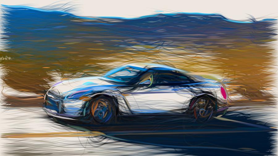 Nissan GT R Drawing #38 Digital Art by CarsToon Concept