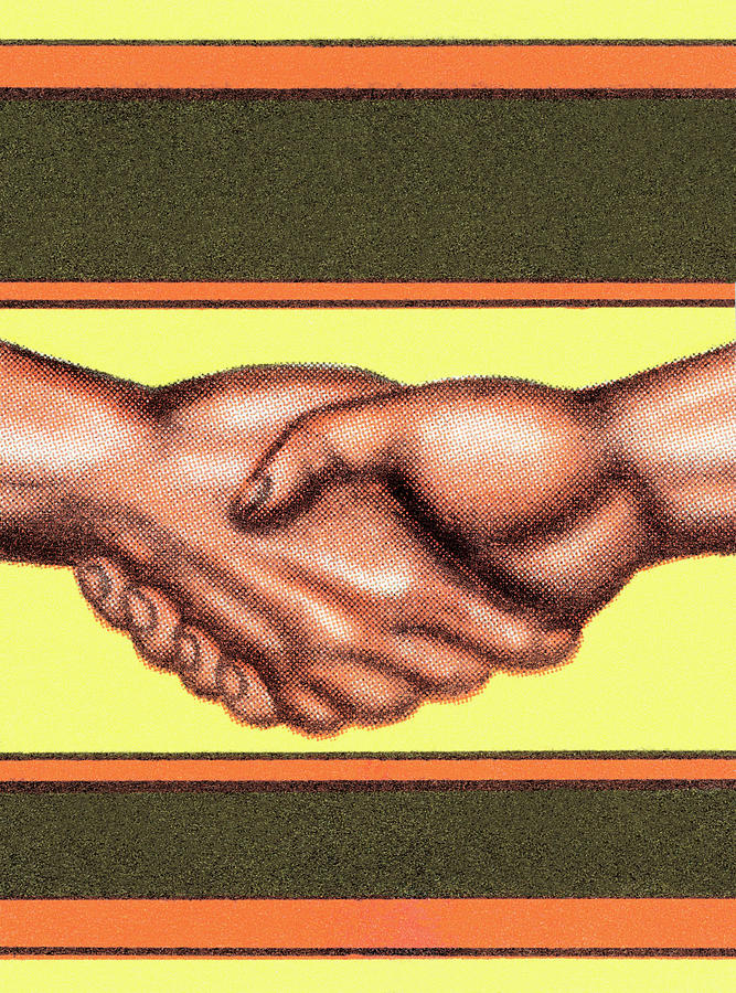 Vintage Drawing - Handshake #38 by CSA Images