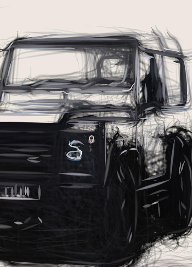 Land Rover Defender Drawing #38 Digital Art by CarsToon Concept