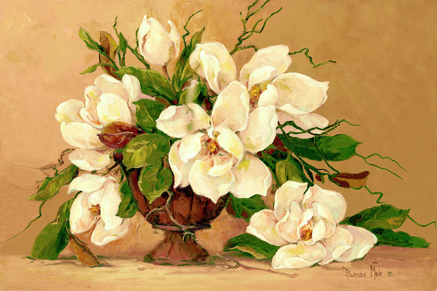 Flowers Still Life Painting - 38691 Southern Magnolias by Barbara Mock