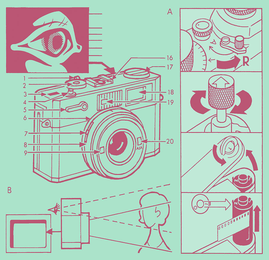 Vintage Drawing - Camera #39 by CSA Images
