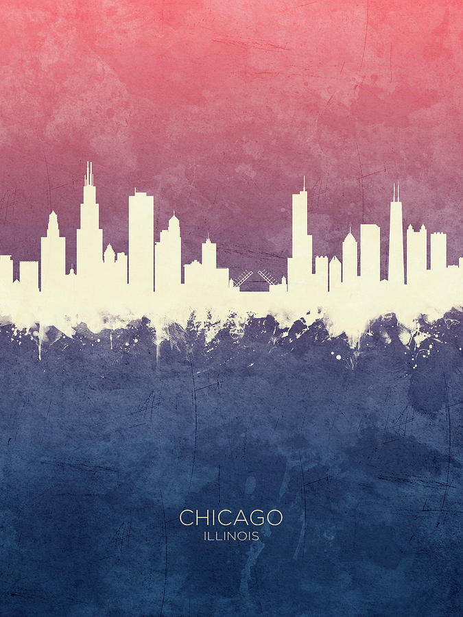 Chicago Digital Art - Chicago Illinois Skyline #39 by Michael Tompsett