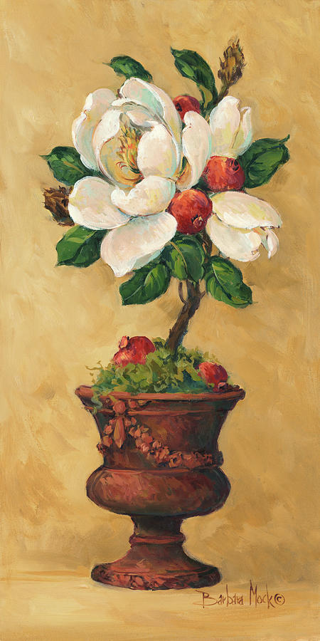 Flowers Still Life Painting - 39128 Magnolia Topiary II by Barbara Mock