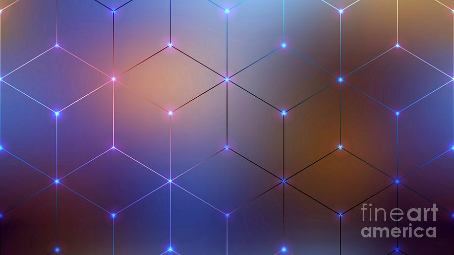 3d Abstract Hexagon Diamond Grid Digital Art