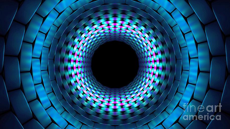 3d Blue Well Tunnel Abstract Pattern Ultra Hd Digital Art