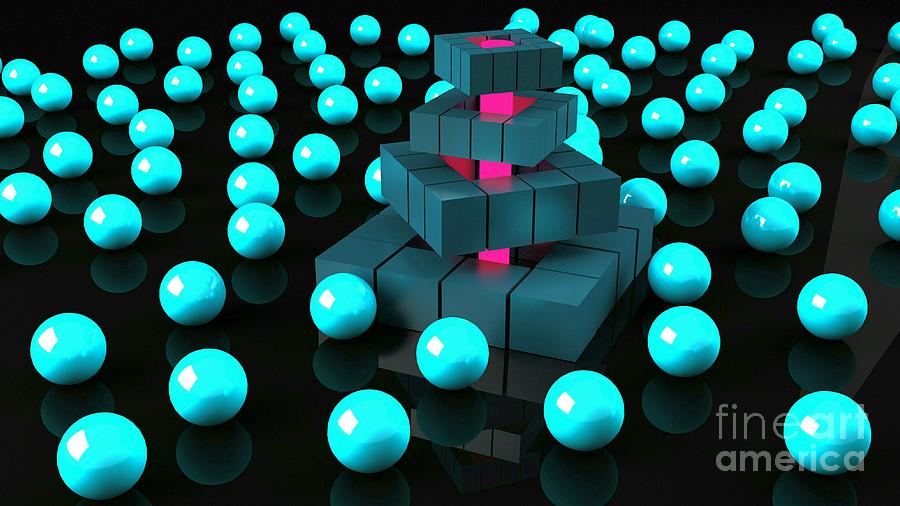 Abstract Digital Art - 3D Cubes Squares And Sphreres Abstract Ultra HD by Hi Res
