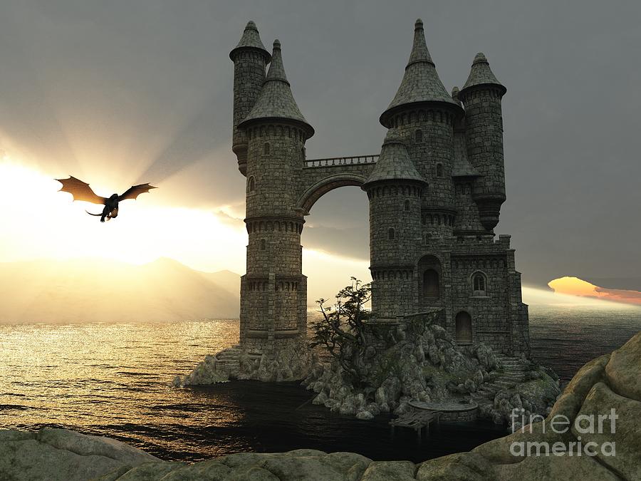 Fantasy Digital Art - 3d Illustration Fantasy Landscape With by E71lena Fantasy Digital Art - 3d Illustration Fantasy Landscape With by E71lena