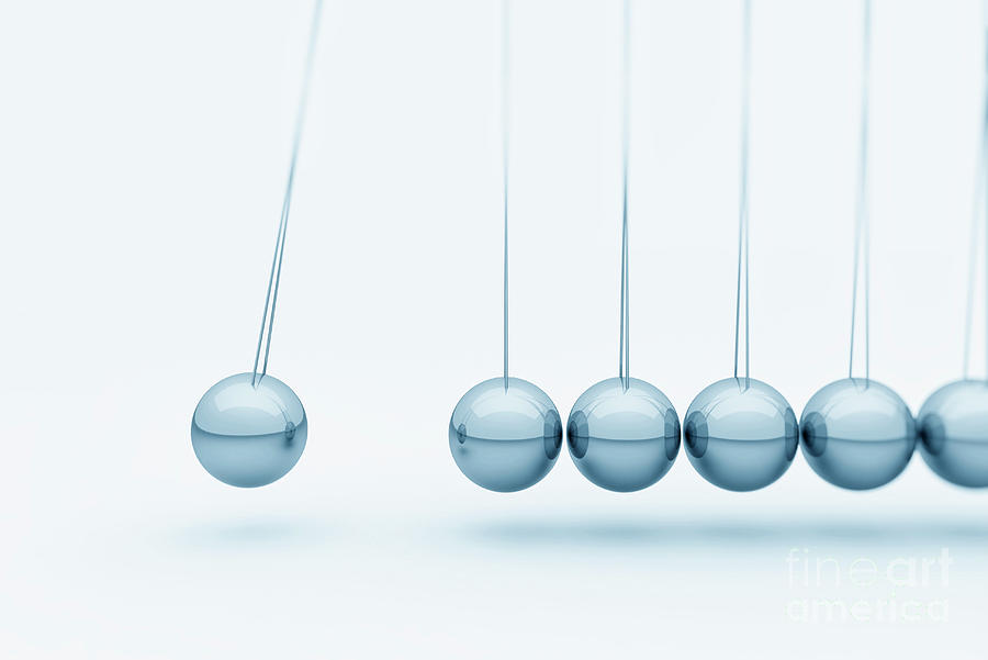 3d Illustration Of Newtons Cradle Photograph by Jesper Klausen/science Photo Library