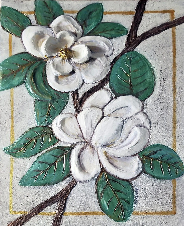 Sculpted Magnolia Pair Painting