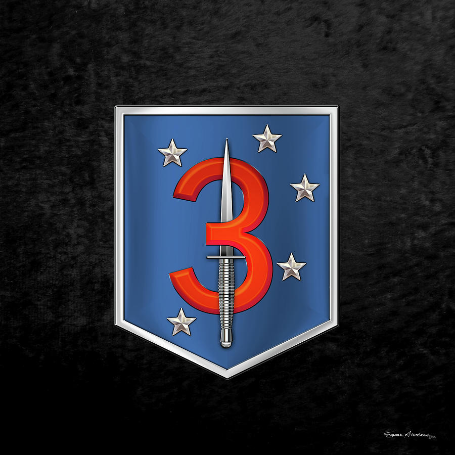 3d Marine Raider Battalion - 3d Marine Special Operations Battalion M S O B  Patch over Black Velvet Digital Art by Serge Averbukh
