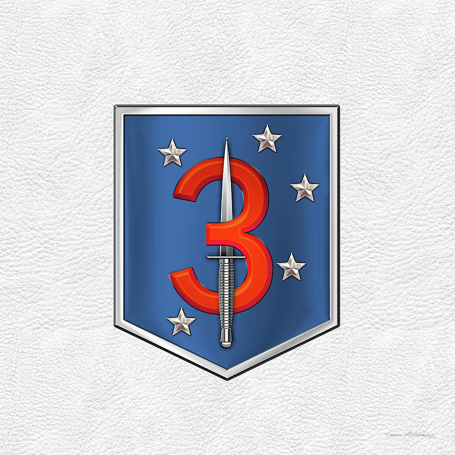 3d Marine Raider Battalion - 3d Marine Special Operations Battalion M S O B  Patch White Leather Digital Art by Serge Averbukh