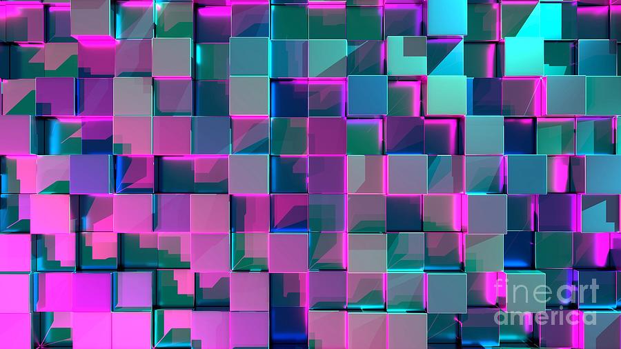 3d Purpleish Blue Cubes Squares Ultra Hd Digital Art