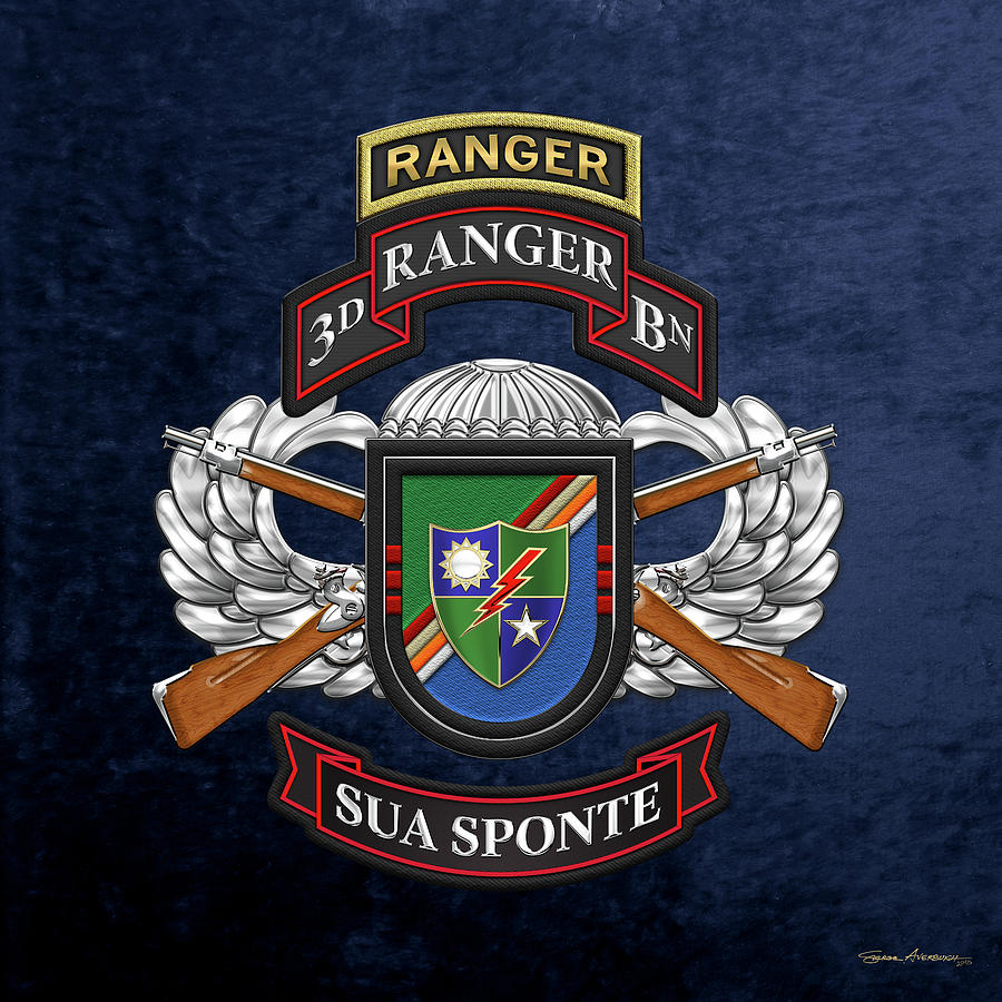 3rd Ranger Battalion - Army Rangers Special Edition over Blue Velvet Digital Art by Serge Averbukh