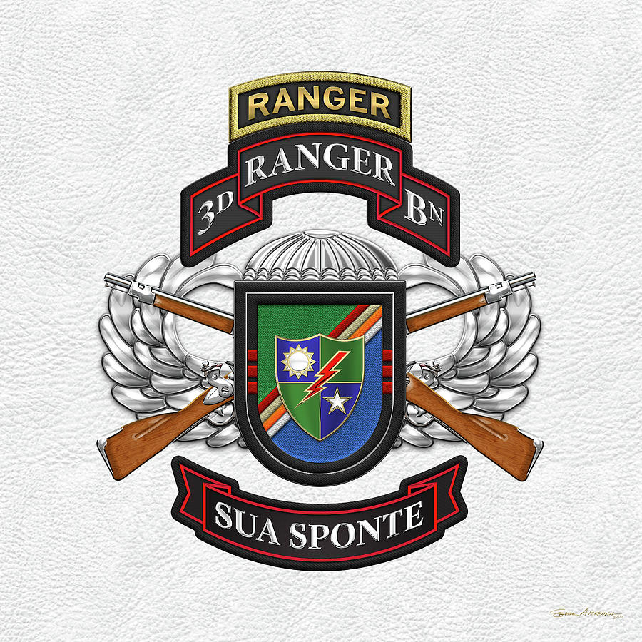 3rd Ranger Battalion- Army Rangers Special Edition over White Leather Digital Art by Serge Averbukh
