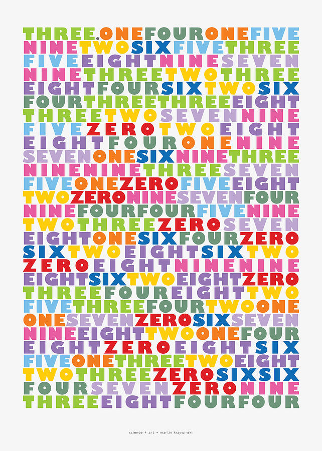 Typography Digital Art - 127 digits of Pi in English #4 by Martin Krzywinski