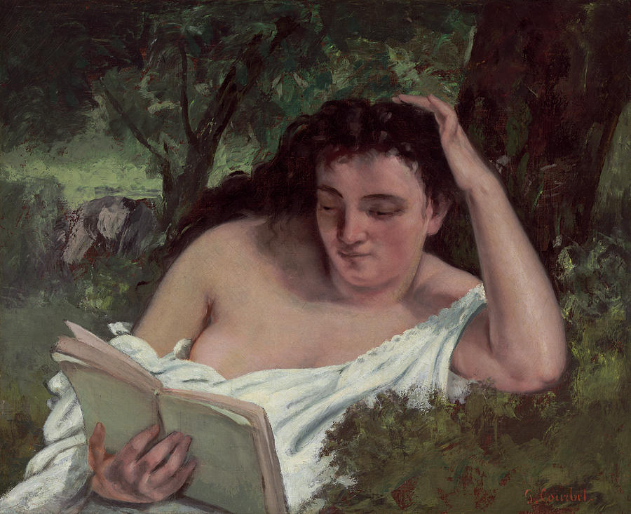 Gustave Courbet  Painting - A Young Woman Reading #4 by Gustave Courbet