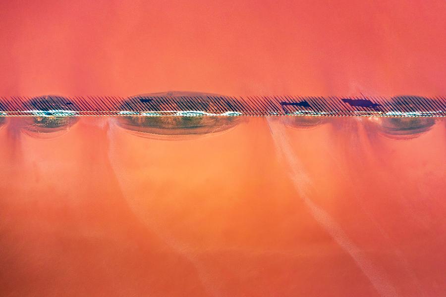 Nature Photograph - Abstract View Of Pink Lake Salt Water #4 by Ivan Kmit