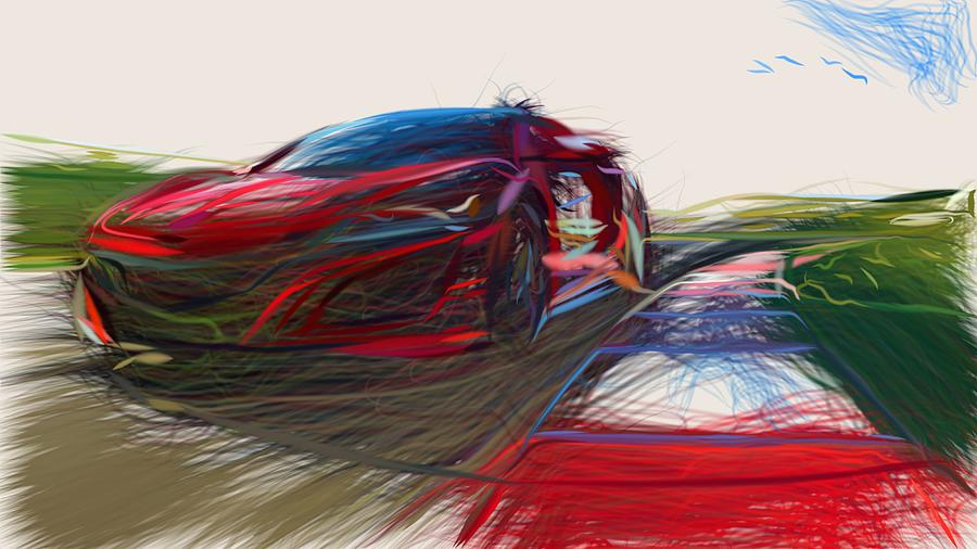Acura NSX Drawing #5 Digital Art by CarsToon Concept